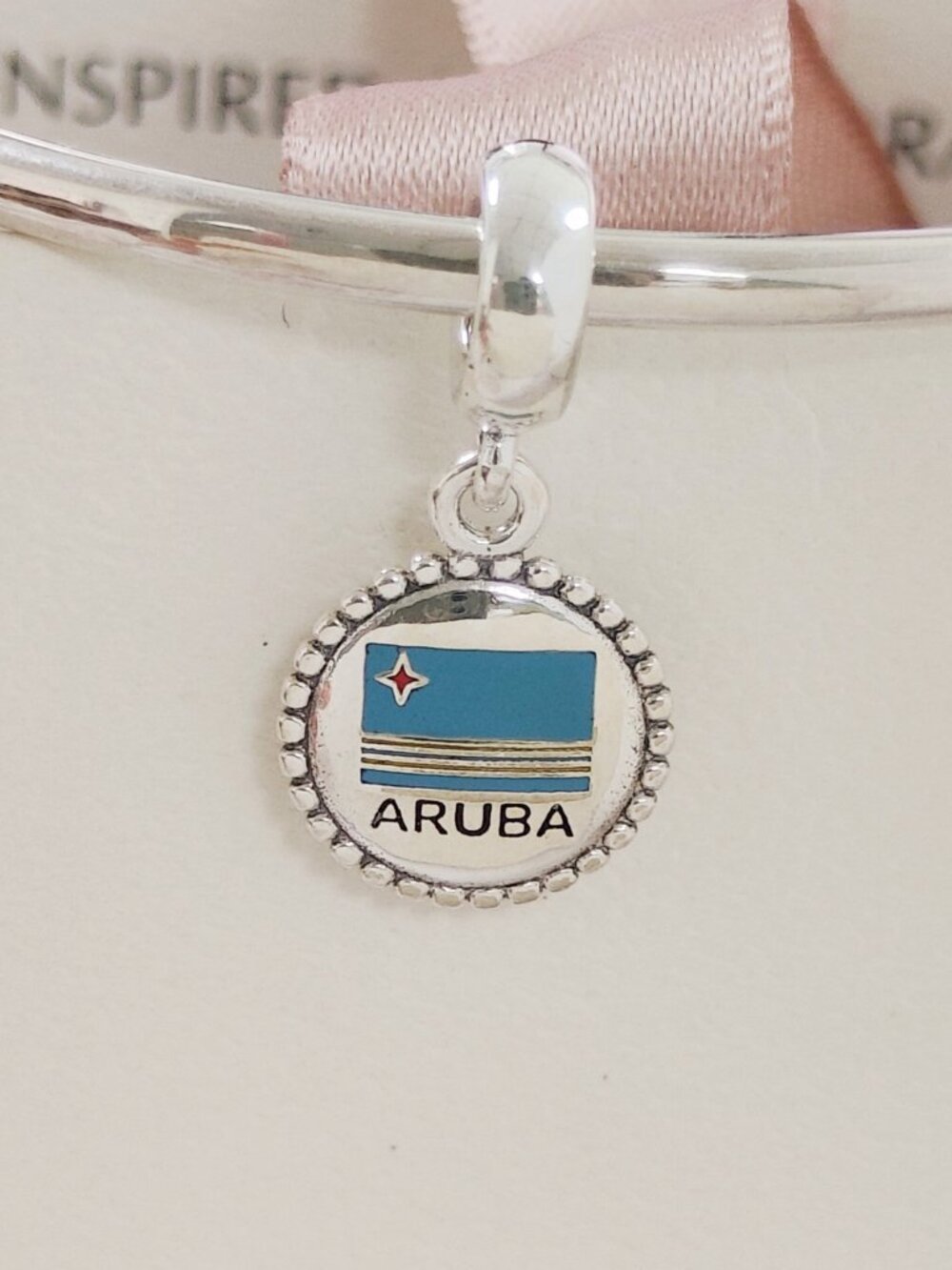 Pandora Aruba Flag Exclusive Dangle Charm with box